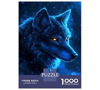 Puzzles for Adults 1000 Puzzles Blue Wolf Glow Jigsaws for Adults Relaxing Games Perfect Decoration Help The Brain Exercise 38x26cm/1000pcs