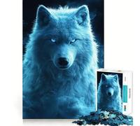 Puzzles for Adults 1000 Puzzles Blue Wolf Portrait Tight Cut Fun, Focus Building Toy, Leisure Fun Time, Birthday Art Play (38x26cm)