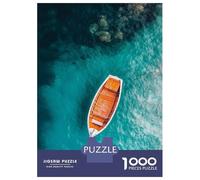 Puzzles for Adults 1000 Puzzles Boat on Turquoise Waters Jigsaws for Adults Relaxing Games Perfect Decoration Help The Brain Exercise 52x38cm/1000pcs
