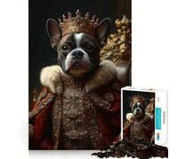 Puzzles for Adults 1000 Puzzles Boston Terrier Dog King Exact Cut Art Focus Fun Game Relax Time Game Christmas Wall Decor (38x52cm)