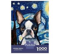 Puzzles for Adults 1000 Puzzles Boston Terrier Night Puzzle for Adults Relax Games Analysis And Logic Deal As Gifts for The Whole Family 52x38cm/1000pcs