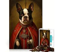 Puzzles for Adults 1000 Puzzles Boston Terrier The Pope Tight Cut Fun, Focus Building Toy, Leisure Fun Time, Birthday Art Play (38x26cm)