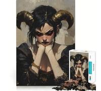 Puzzles for Adults 1000 Puzzles Brooding Demon Princess Perfect Edge Play Logic Game Play Idle Play Game Birthday Art Play (38x52cm)