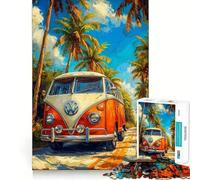 Puzzles for Adults 1000 Puzzles Bus On The Beach Exact Fit Game Brain Teaser Gift Calm Fun Time Xmas Art Gift (50x75cm)