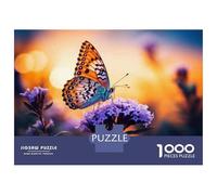 Puzzles for Adults 1000 Puzzles Butterfly on Purple Flower-2 Puzzle for Adults Relax Games Analysis And Logic Deal As Gifts for The Whole Family 38x26cm/1000pcs
