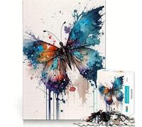 Puzzles for Adults 1000 Puzzles Butterfly Watercolor Exact Fit Game Brain Teaser Gift Calm Fun Time Xmas Art Gift (38x52cm)