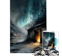 Puzzles for Adults 1000 Puzzles Cabin Under The Northern Lights Educational Challenge Wall Art Practical Game for 14+ Puzzle Game Offered (38x26cm)