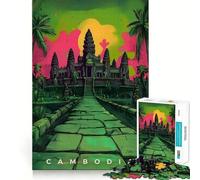 Puzzles for Adults 1000 Puzzles Cambodia Propaganda Art Exact Fit Game Brain Teaser Gift Calm Fun Time Xmas Art Gift (38x26cm)