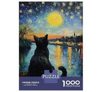 Puzzles for Adults 1000 Puzzles Cat by Moonlit Waters Puzzle for Adults Relax Games Analysis And Logic Deal As Gifts for The Whole Family 52x38cm/1000pcs