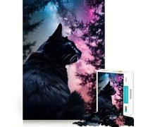 Puzzles for Adults 1000 Puzzles Cat Galaxy Animal Nature Exact Fit Game Brain Teaser Gift Calm Fun Time Xmas Art Gift (38x52cm)