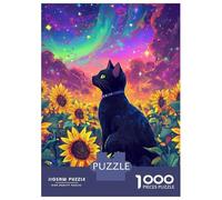 Puzzles for Adults 1000 Puzzles Cat in Sunflower Galaxy Jigsaws for Adults Relaxing Games Perfect Decoration Help The Brain Exercise 52x38cm/1000pcs