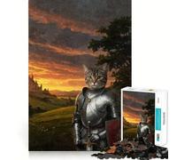 Puzzles for Adults 1000 Puzzles Cat Knight in Shining Armor Exact Fit Game Brain Teaser Gift Calm Fun Time Xmas Art Gift (38x52cm)