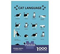 Puzzles for Adults 1000 Puzzles Cat Language Poster Jigsaws for Adults Relaxing Games Perfect Decoration Help The Brain Exercise 52x38cm/1000pcs