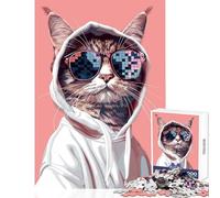 Puzzles for Adults 1000 Puzzles Cat Meme Thug Life Jigsaw Puzzles for Adults Birthday Present Every Piece Is Unique - Challenging Game Toys (50x75cm)