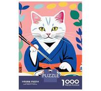 Puzzles for Adults 1000 Puzzles Cat Sushi Master Puzzles for Adults Family Games Perfect Decoration Unique Birthday And Gifts 70x50cm/1000pcs