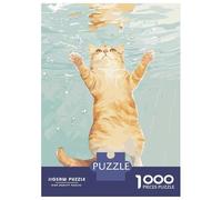 Puzzles for Adults 1000 Puzzles Cat Swimming Underwater Illustration Puzzles for Adults Relax Games Precision Cutting Unique Birthday And Gifts 70x50cm/1000pcs