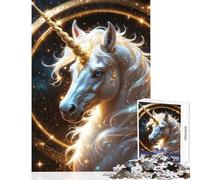 Puzzles for Adults 1000 Puzzles Celestial Unicorn Portrait Toy Wall Decor Great Gifts And Toys for Educational Game with Matching Poster And Trivia Sheet Size 38x26cm