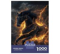 Puzzles for Adults 1000 Puzzles Charged Horse in Flames Jigsaws for Adults Relaxing Games Perfect Decoration Help The Brain Exercise 70x50cm/1000pcs