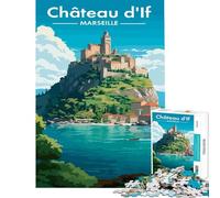 Puzzles for Adults 1000 Puzzles Château D'If Marseille Travel Poster Brain Intelligence Challenge Addictive Toys Hands-on Game A Work of Art Gifts Ideas (Size 38x26cm)