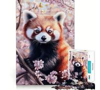 Puzzles for Adults 1000 Puzzles Cherry Blossom Red Panda- Perfect Edge Play Logic Game Play Idle Play Game Birthday Art Play (50x75cm)