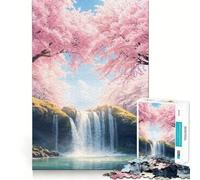 Puzzles for Adults 1000 Puzzles Cherry Blossom Waterfall Perfect Edge Play Logic Game Play Idle Play Game Birthday Art Play (38x52cm)