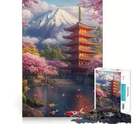Puzzles for Adults 1000 Puzzles Cherry Blossoms And Pagoda Beauty Perfect Edge Play Logic Game Play Idle Play Game Birthday Art Play (50x75cm)