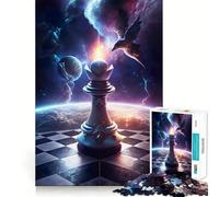 Puzzles for Adults 1000 Puzzles Chess Bishop in Space Perfect Edge Play Logic Game Play Idle Play Game Birthday Art Play (38x52cm)