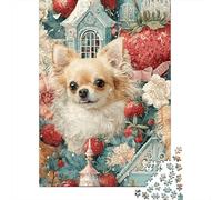 Puzzles for Adults 1000 Puzzles Chihuahua Strawberry Garden Jigsaw for Adults Hands-on Game For Family Fun Unique Birthday And Gifts 52x38cm/1000pcs