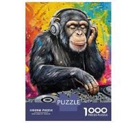 Puzzles for Adults 1000 Puzzles Chimpanzee DJ with Headphones Jigsaws for Adults Toy Wall Decor Stress Reliever Unique Birthday And Gifts 38x26cm/1000pcs