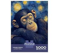 Puzzles for Adults 1000 Puzzles Chimpanzee Starry Night Puzzles for Adults Relax Games Precision Cutting Unique Birthday And Gifts 38x26cm/1000pcs