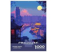 Puzzles for Adults 1000 Puzzles Chongqing China Cityscape at Night Puzzles for Adults Relax Games Staycation Kill Time for Birthday, Chrismas 70x50cm/1000pcs