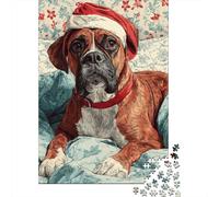 Puzzles for Adults 1000 Puzzles Christmas Boxer Dog Art Print Adult Puzzles Family Game Wall Decoration Deal As Gifts for The Whole Family 70x50cm/1000pcs