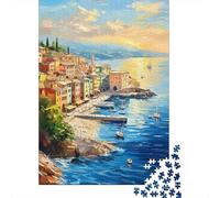 Puzzles for Adults 1000 Puzzles Coastal Village Sunset Painting -1 Jigsaw for Adults Hands-on Game For Family Fun Unique Birthday And Gifts 38x26cm/1000pcs