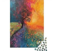 Puzzles for Adults 1000 Puzzles Colorful Abstract Tree Painting Jigsaw for Adults Hands-on Game For Family Fun Unique Birthday And Gifts 52x38cm/1000pcs