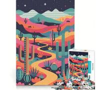 Puzzles for Adults 1000 Puzzles Colorful Desert Landscape Illustration, Anti-Stress Toys, Precision Cutting, Deal As Gifts for The Whole Family 38x52cm