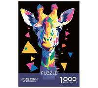 Puzzles for Adults 1000 Puzzles Colorful Geometric Giraffe Portrait Jigsaw for Adults Hands-on Game For Family Fun Unique Birthday And Gifts 70x50cm/1000pcs