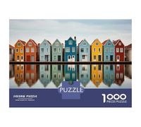 Puzzles for Adults 1000 Puzzles Colorful Houses Reflection Puzzles for Adults Relaxing Games Precision Cutting Deal As Gifts for The Whole Family 38x26cm/1000pcs