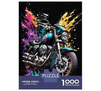 Puzzles for Adults 1000 Puzzles Colorful Motorcycle Art Print-1 Puzzles for Adults Relax Games Staycation Kill Time for Birthday, Chrismas 52x38cm/1000pcs