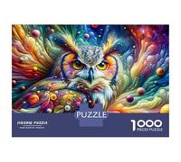 Puzzles for Adults 1000 Puzzles Colorful Owl Art Print-1 Jigsaws for Adults Toy Wall Decor Stress Reliever Unique Birthday And Gifts 52x38cm/1000pcs