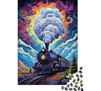 Puzzles for Adults 1000 Puzzles Colorful Steam Train Art Jigsaws for Adults Toy Wall Decor Stress Reliever Unique Birthday And Gifts 38x26cm/1000pcs