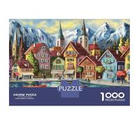 Puzzles for Adults 1000 Puzzles Colorful Village Scene Puzzles for Adults Relaxing Games Precision Cutting Deal As Gifts for The Whole Family 70x50cm/1000pcs