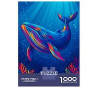 Puzzles for Adults 1000 Puzzles Colorful Whale in Deep Blue Sea Pop Art Puzzles for Adults Relax Games Staycation Kill Time for Birthday, Chrismas 70x50cm/1000pcs