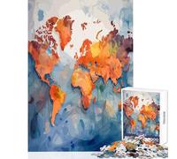 Puzzles for Adults 1000 Puzzles Colorful World Map Adult Jigsaw Puzzles Improve Memory Help The Brain Exercise for Is Ideal As A Gifts (38x52cm)