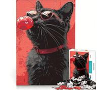 Puzzles for Adults 1000 Puzzles Cool Cat with Bubble Gum, Fun Games, Train Your Brain And Hands, Enhance Love between Couples 38x26cm