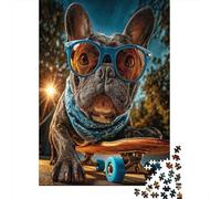 Puzzles for Adults 1000 Puzzles Cool Dog on Skateboard Jigsaw for Adults Hands-on Game For Family Fun Unique Birthday And Gifts 52x38cm/1000pcs