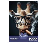Puzzles for Adults 1000 Puzzles Cool Giraffe with Cigar Jigsaw for Adults Hands-on Game For Family Fun Unique Birthday And Gifts 52x38cm/1000pcs