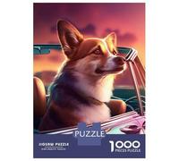Puzzles for Adults 1000 Puzzles Corgi Sunset Lowrider Car Jigsaw for Adults Hands-on Game For Family Fun Unique Birthday And Gifts 52x38cm/1000pcs