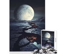 Puzzles for Adults 1000 Puzzles Cracked Planet Surface with Moon Educational Toy Gifts for Women Men Relaxing Games Help The Brain Exercise Size 38x52cm
