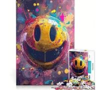 Puzzles for Adults 1000 Puzzles Crazy Colorful Smile Face, Family Game, Home Decoration, with Fully Interlocking Randomly Shaped Pieces 38x52cm