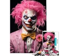 Puzzles for Adults 1000 Puzzles Crazy Evil Clown Pink Jigsaws for Adults DIY Toys Difficult Challenge Deal As Gifts for The Whole Family (Size 38x26cm)